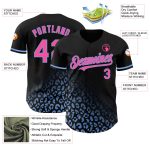 3D Leopard Print Baseball Jersey - Personalized Black Pink Light Blue Fashion Personalized Black Pink-Light Blue 3D Leopard