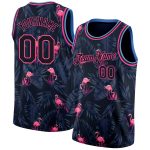 Custom Flamingo Basketball Jersey - 3D Pattern Personalized Black Pink-Light Blue with Name and Number Personalized Black
