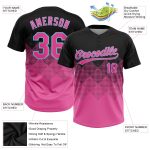 Custom Name and Number Softball Jersey Unisex 3D Pattern Black Pink-Light Blue Two-Button Design Personalized Black Pink-Light