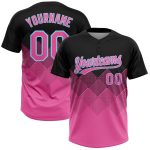 Personalized Unisex Softball Jersey - Black Pink Light Blue 3D Two-Button Design Personalized Black Pink-Light Blue 3D Two-Button