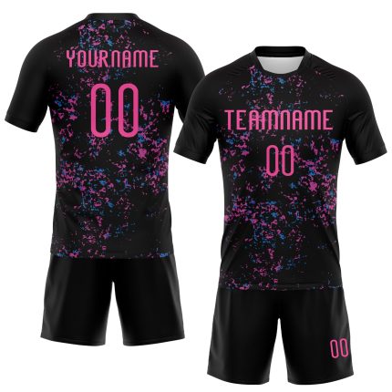 Personalized Abstract Volleyball Jersey - Black Pink-Light Blue Sublimation Art Personalized Black Pink-Light Blue Abstract