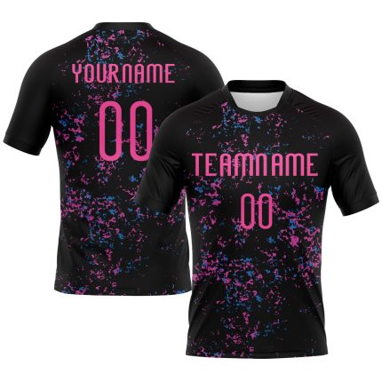 Personalized Abstract Volleyball Jersey - Black Pink-Light Blue Sublimation Art Personalized Black Pink-Light Blue Abstract