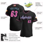 Personalized American Flag Baseball Jersey in Black and Pink-Light Blue Personalized Black Pink-Light Blue American Flag