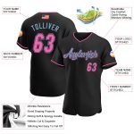 Personalized Black Pink-Light Blue Softball Jersey Custom Name Number - Authentic American Flag Design Personalized Black