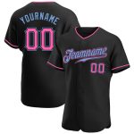 Personalized Black Pink Light Blue Baseball Jersey - Authentic Fan Apparel Personalized Black Pink-Light Blue Authentic Baseball