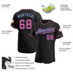 Personalized Black Pink Light Blue Baseball Jersey - Authentic Fan Apparel Personalized Black Pink-Light Blue Authentic Baseball