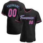 Customizable Baseball Jersey with Personalized Name & Number - Black Pink-Light Blue Authentic Team Jersey Personalized Black