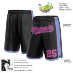 Custom Name and Number Basketball Shorts - Personalized Black Pink Light Blue Authentic Team Gear Personalized Black Pink-Light
