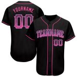 Customizable Black Pink-Light Blue Authentic Baseball Jersey with Name and Number - Drift Fashion Team Apparel Personalized