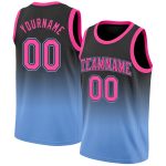 Personalized Black Pink Light Blue Basketball Jersey Custom Name Number - Authentic Fade Fashion Team Gear Personalized Black
