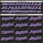 Custom Team Name and Number Black Pink-Light Blue Baseball Jersey with Raglan Sleeves - Personalized Authentic Design Personalized