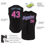 Personalized Black Pink Light Blue Authentic Baseball Jersey Sleeveless Personalized Black Pink-Light Blue Authentic Sleeveless