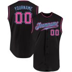 Custom Name Number Black Pink-Light Blue Baseball Jersey Authentic Sleeveless Team Design Personalized Black Pink-Light Blue