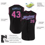 Custom Name Number Black Pink-Light Blue Baseball Jersey Authentic Sleeveless Team Design Personalized Black Pink-Light Blue
