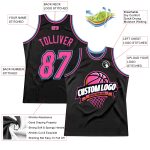 Personalized Black Pink Light Blue Basketball Jersey - Authentic Throwback Style Personalized Black Pink-Light Blue Authentic