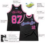 Custom Name Number Basketball Jersey - Personalized Black Pink-Light Blue Authentic Throwback Personalized Black Pink-Light