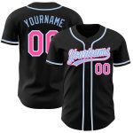 Custom Black Pink-Light Blue Baseball Jersey for Men Women 27 Personalized Black Pink-Light Blue Baseball Jersey 27