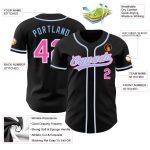 Custom Black Pink-Light Blue Baseball Jersey for Men Women 27 Personalized Black Pink-Light Blue Baseball Jersey 27