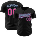 Personalized Black Pink-Light Blue Baseball Jersey for Custom Teamwear 29 Personalized Black Pink-Light Blue Baseball Jersey