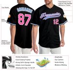 Personalized Black Pink-Light Blue Baseball Jersey for Women - Custom Sports Apparel Personalized Black Pink-Light Blue Baseball