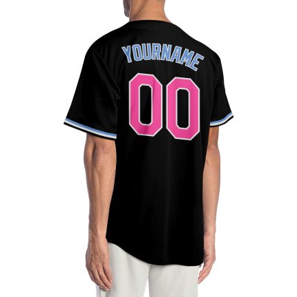 Personalized Black Pink-Light Blue Baseball Jersey for Women - Custom Sports Apparel Personalized Black Pink-Light Blue Baseball