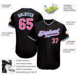 Personalized Baseball Jersey Black Pink Light Blue for Men and Women - Customizable Team Apparel Personalized Black Pink-Light