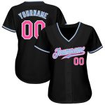 Personalized Baseball Jersey Black Pink Light Blue for Men and Women - Customizable Team Apparel Personalized Black Pink-Light