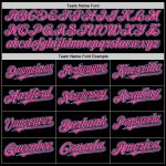 Custom Name and Number Personalized Bomber Hoodie Jacket, Black Pink-Light Blue Varsity Letterman Two Tone Personalized Black