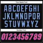 Custom Two-Tone Bomber Jacket with Name and Number - Personalized Black Pink-Light Blue Varsity Letterman Full-Snap Outerwear