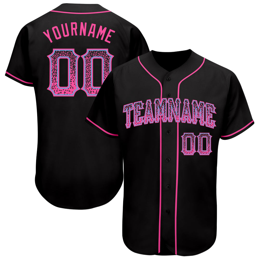 Personalized Black Pink-Light Blue Drift Baseball Jersey for Fashion Enthusiasts Personalized Black Pink-Light Blue Drift