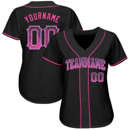 Personalized Black Pink-Light Blue Drift Baseball Jersey for Fashion Enthusiasts Personalized Black Pink-Light Blue Drift