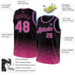 Personalized Authentic City Edition Basketball Jersey - Black Pink Light Blue Fade, Custom Name & Number Personalized Black