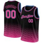 Personalized Authentic City Edition Basketball Jersey - Black Pink Light Blue Fade, Custom Name & Number Personalized Black