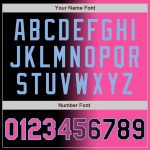 Personalized Black Pink Light Blue Gradient Softball Jersey Unisex Two-Button Fashion Personalized Black Pink-Light Blue
