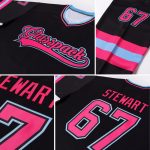 Custom Black Pink-Light Blue Hockey Jersey - Personalized Sports Apparel Personalized Black Pink-Light Blue Hockey Jersey