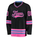 Custom Black Pink-Light Blue Hockey Jersey - Personalized Sports Apparel Personalized Black Pink-Light Blue Hockey Jersey