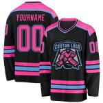 Personalized Hockey Jersey in Black and Light Blue - Custom Team Apparel Personalized Black Pink-Light Blue Hockey Jersey