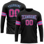 Personalized Performance T-Shirt Black Pink-Light Blue Long Sleeve for Women Personalized Black Pink-Light Blue Long Sleeve