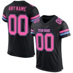 Personalized Authentic Football Jersey in Black and Pink-Light Blue with Custom Name and Number Personalized Black Pink-Light
