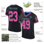 Custom Black Pink Light Blue Mesh Football Jersey Personalized Name Number Authentic Throwback Personalized Black Pink-Light