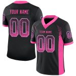 Custom Name and Number Personalized Black Pink-Light Blue Drift Fashion Football Jersey Personalized Black Pink-Light Blue