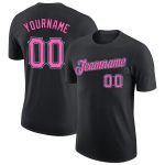 Personalized Performance T-Shirt in Black and Light Blue - Customizable Tee Personalized Black Pink-Light Blue Performance