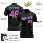 Personalized Performance Golf Polo Shirt in Black and Light Blue Personalized Black Pink-Light Blue Performance Vapor Golf