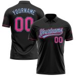 Personalized Performance Golf Polo Shirt in Black and Light Blue Personalized Black Pink-Light Blue Performance Vapor Golf