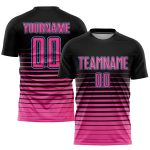 Personalized Soccer Jersey - Black Pink Light Blue Pinstripe Fade Fashion Sublimation Uniform Personalized Black Pink-Light