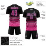 Personalized Soccer Jersey with Custom Name & Number, Black Pink-Light Blue Pinstripe Fade Fashion Uniform Personalized Black