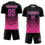 Personalized Soccer Jersey with Custom Name & Number, Black Pink-Light Blue Pinstripe Fade Fashion Uniform Personalized Black