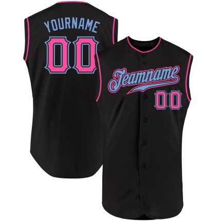 Personalized Black Pink Light Blue Sleeveless Baseball Jersey for Women Personalized Black Pink-Light Blue Sleeveless Baseball