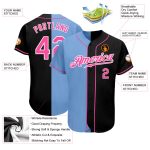 Personalized Black and Pink Light Blue Fashion Baseball Jersey for Men and Women Personalized Black Pink-Light Blue Split