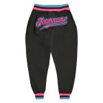 Custom Personalized Sports Pants with Name and Number in Black Pink-Light Blue Personalized Black Pink-Light Blue Sports